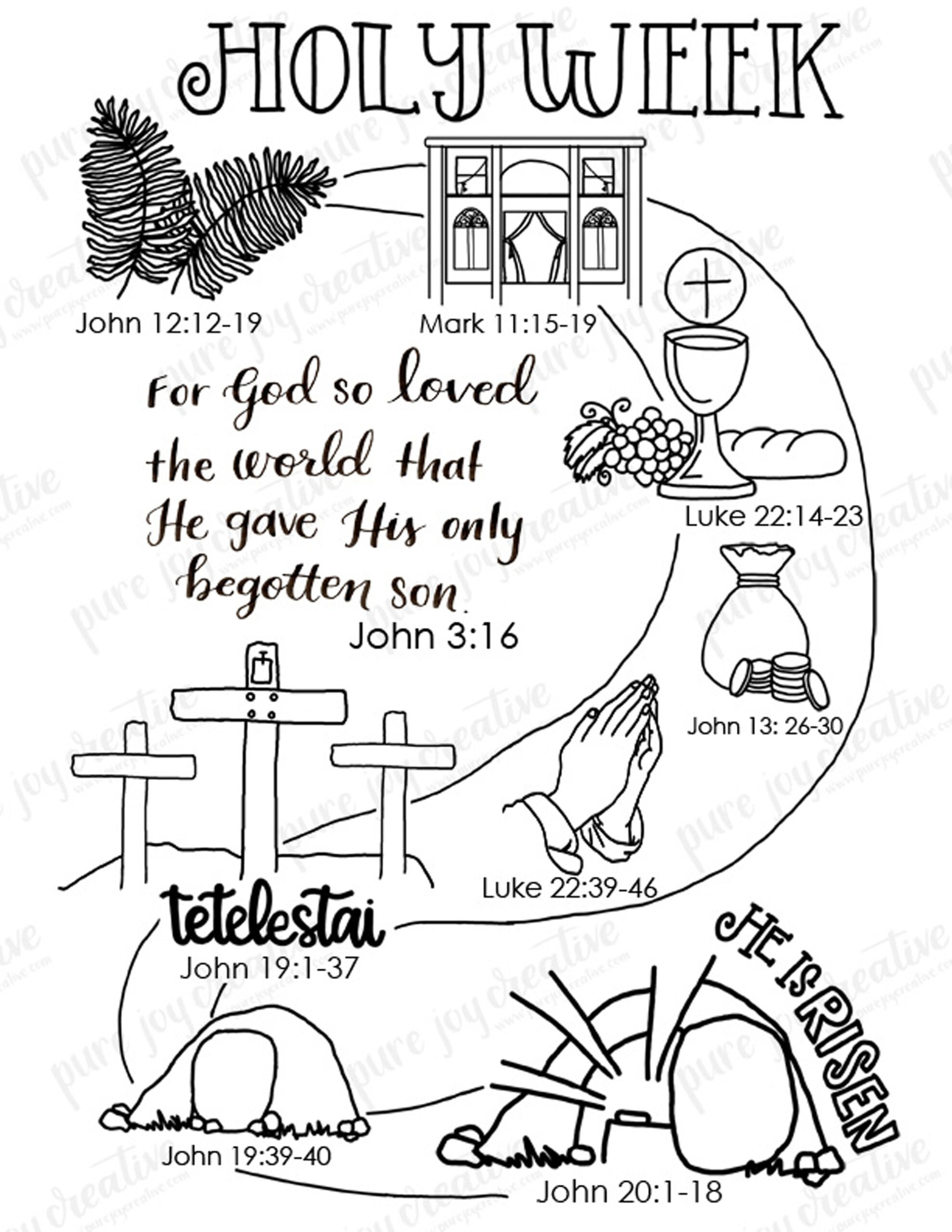 Holy Week Coloring Page Lenten Path Palm Sunday Holy Monday Maundy